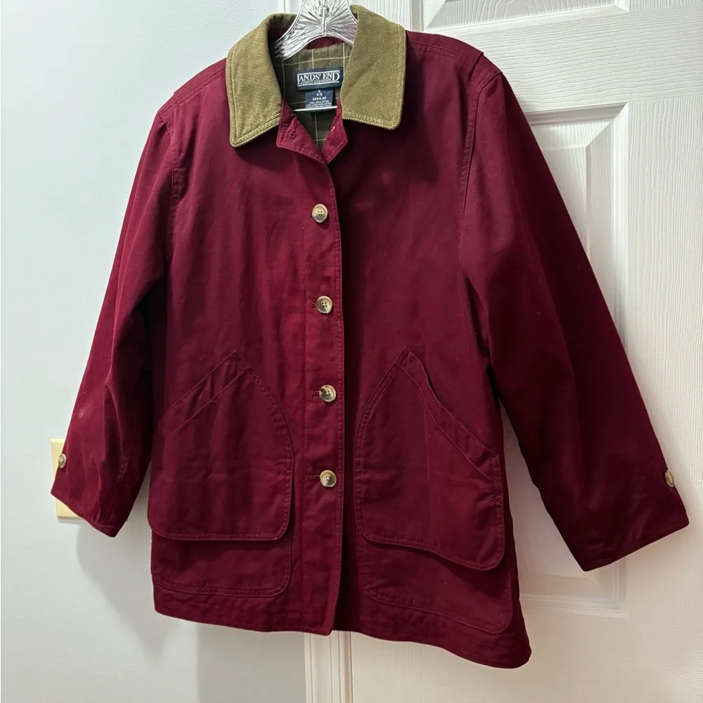 Lands End Vintage Maroon/Green Barn Jacket Pre-Owned Size Small - Picture 1 of 4